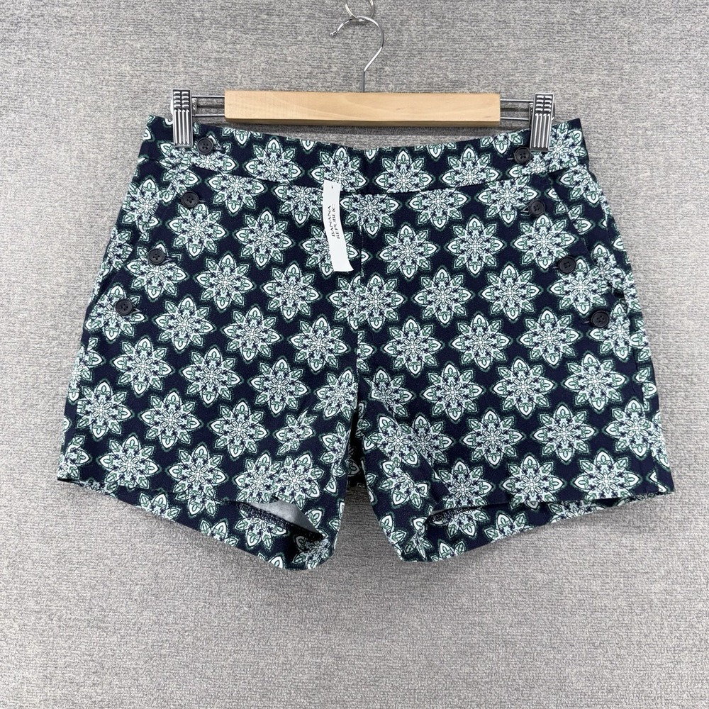 Banana Republic Shorts Women Size 6 Blue Green Printed Floral NEW $49
